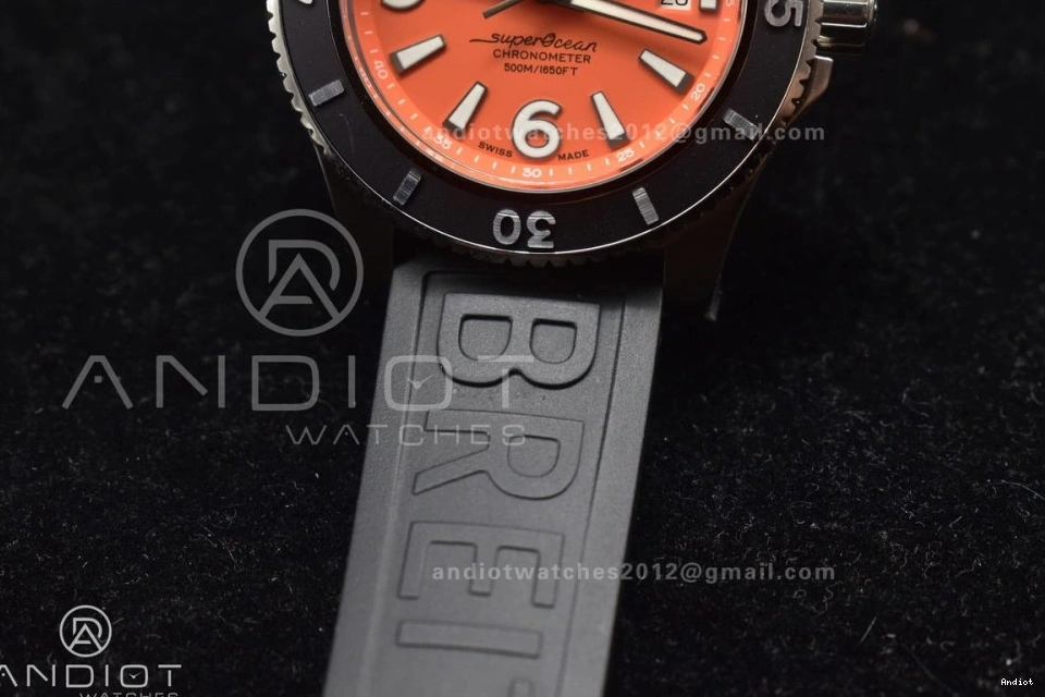 Black On TF A2824 1:1 Best Superocean Bezel Strap Rubber Automatic Black Orange 44 Dial Edition 0421